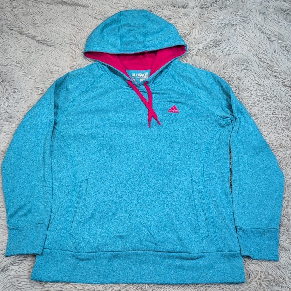 Adidas Sweatshirt Womens L Blue Hoodie Climawarm Athletic Comfort‎ Streetwear